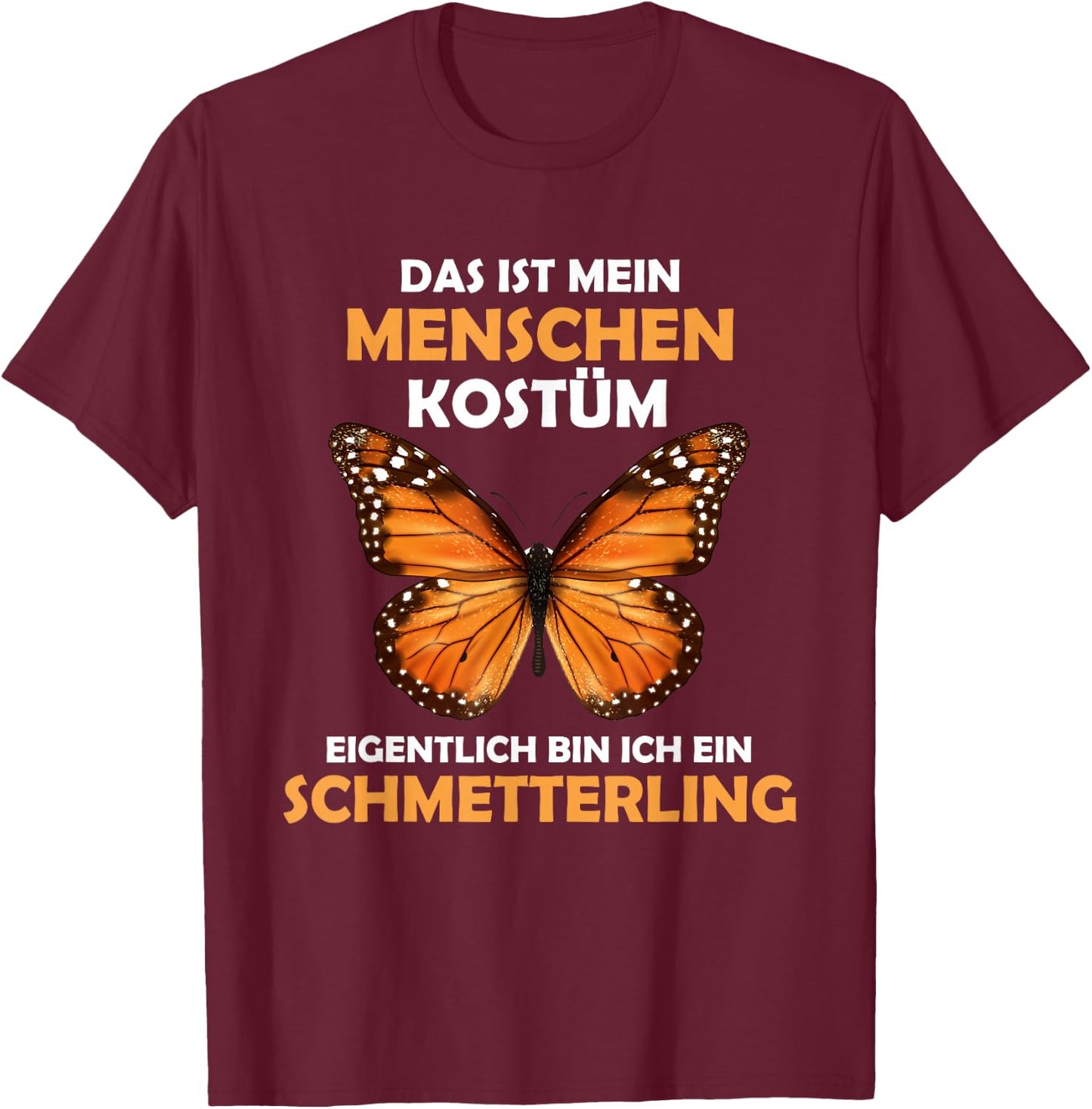 Butterfly Carnival Costume Helau Fancy Dress Human Costume , black T-Shirt - T-Shirt | Maroon