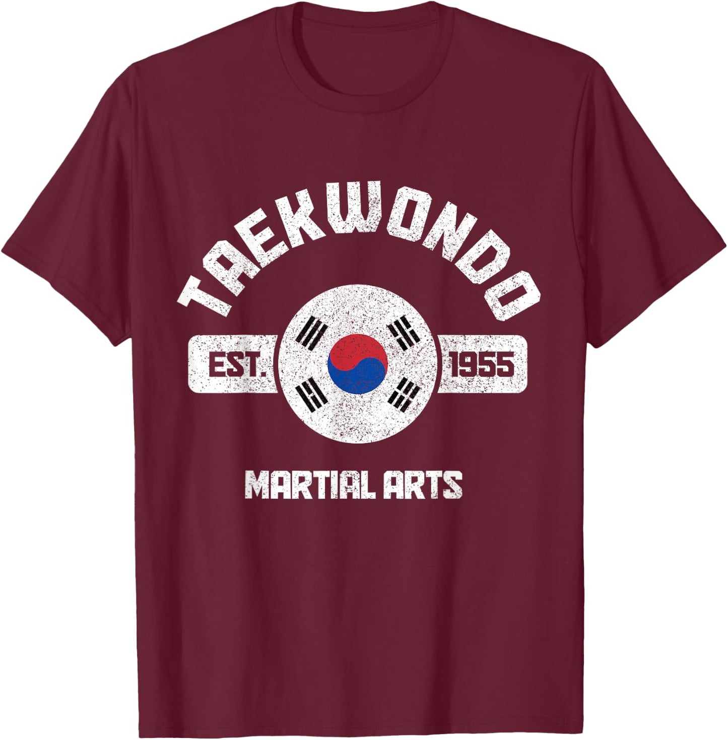 Taekwondo South Korean Flag Martial Arts Fighter T-Shirt - T-Shirt | Maroon
