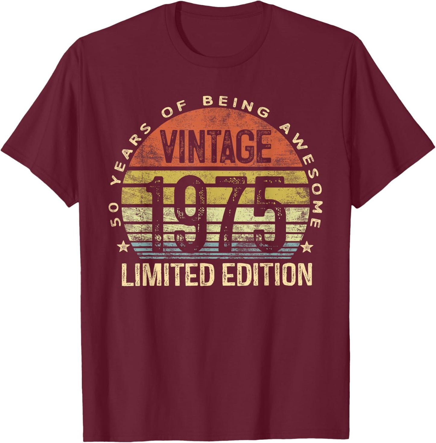 Vintage 1975 Limited Edition 50-Year-Old Gifts 50th Birthday T-Shirt - T-Shirt | Maroon