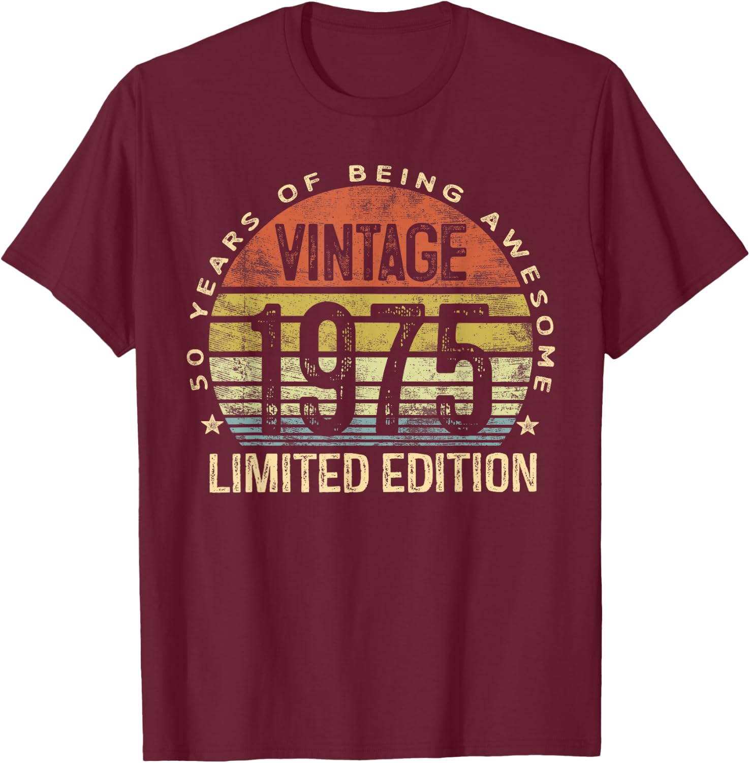 Vintage 1975 Limited Edition 50-Year-Old Gifts 50th Birthday T-Shirt - T-Shirt | Maroon
