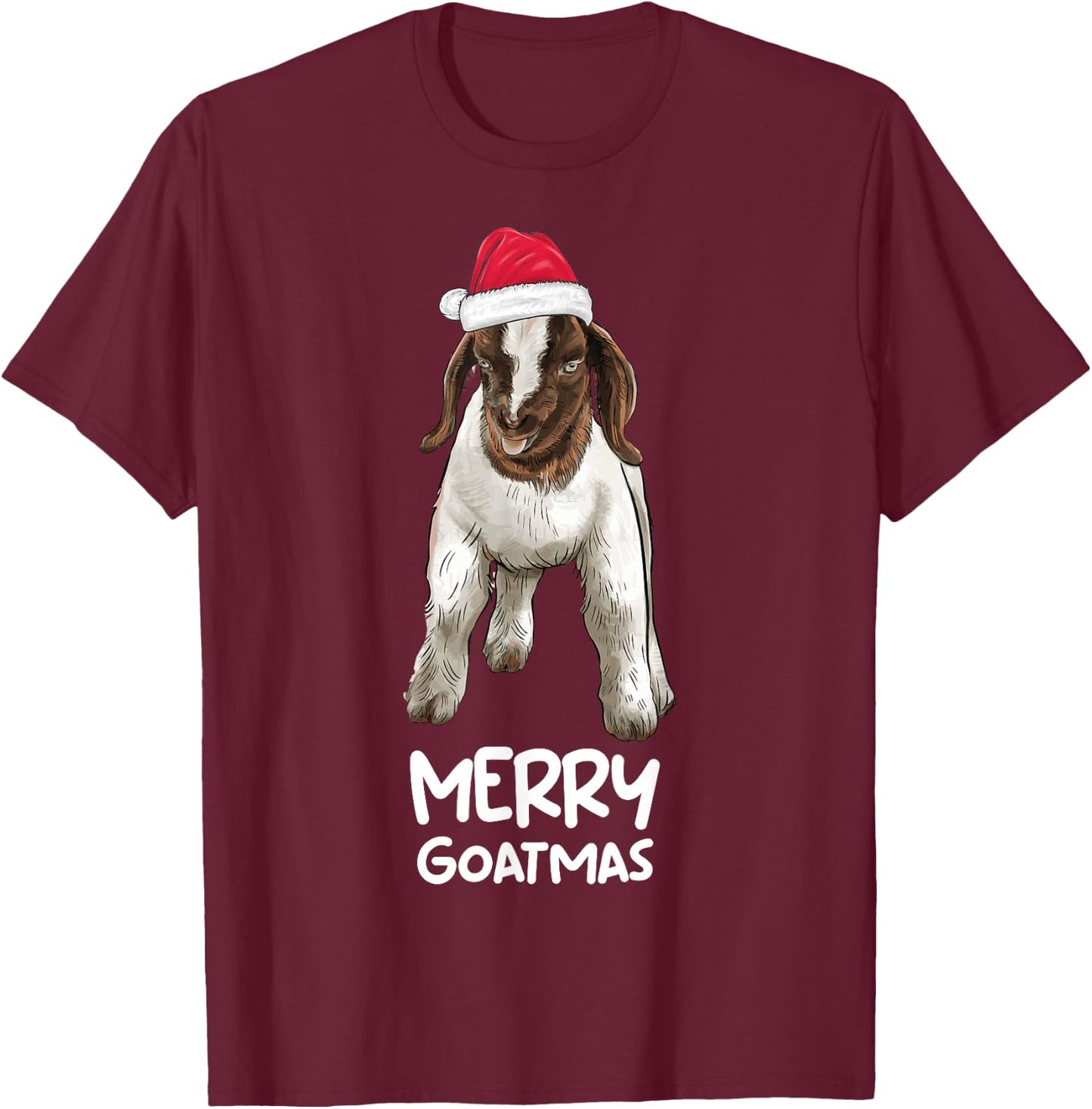 Boer goat Christmas Merry Goatmas T-Shirt - T-Shirt | Maroon
