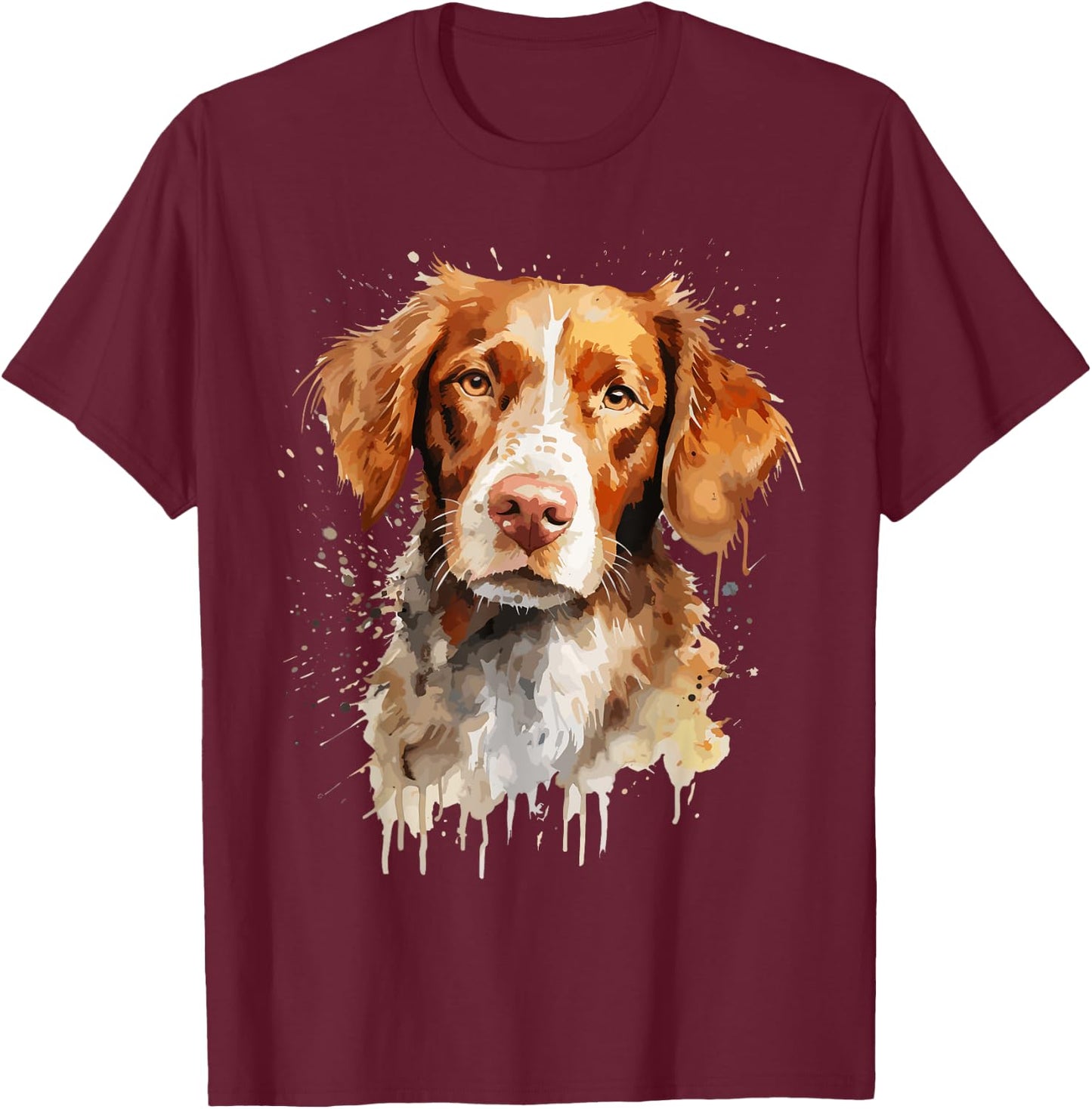 Brittany Spaniel Lovers Design Pop Art Brittany Spaniel Dog Women Girls Kids T-Shirt - T-Shirt | Maroon