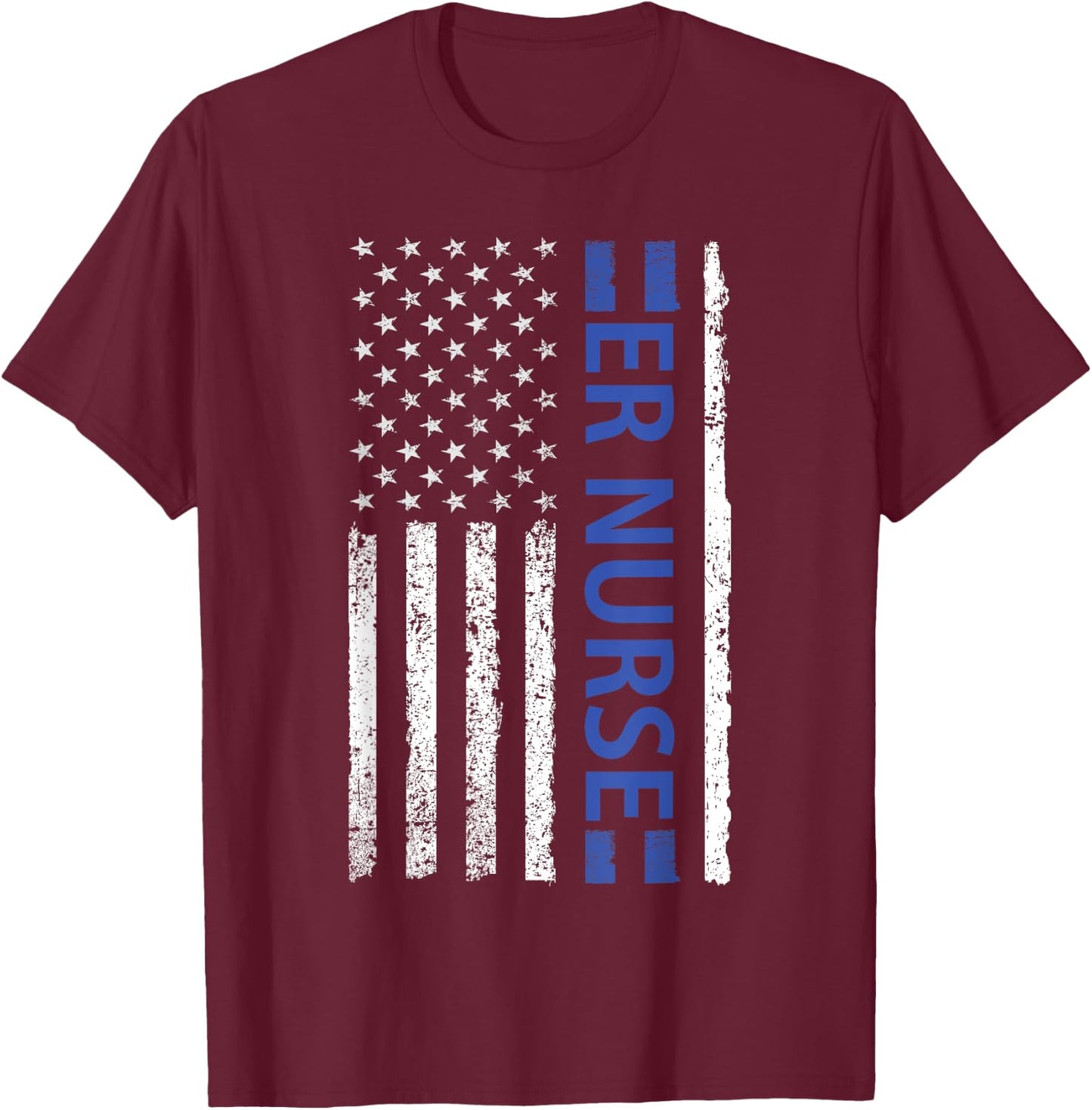 ER Nurse Emergency Room Registered Design with American Flag T-Shirt - T-Shirt | Maroon