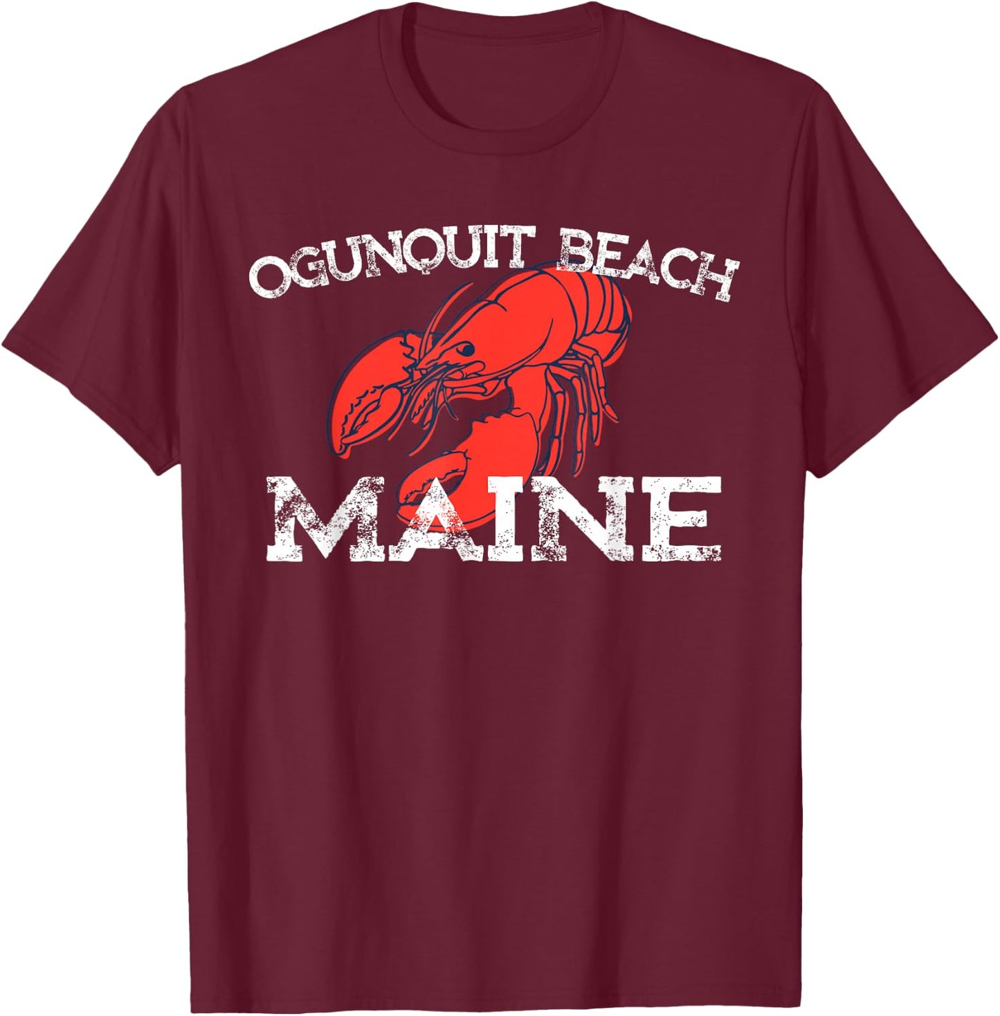 Ogunquit Beach Maine Lobster T-Shirt - T-Shirt | Maroon