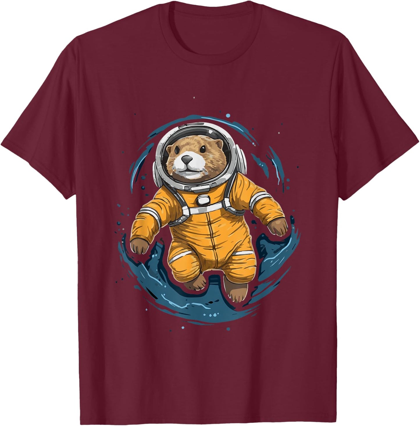 Otter Astronaut Sea otter T-Shirt - T-Shirt | Maroon