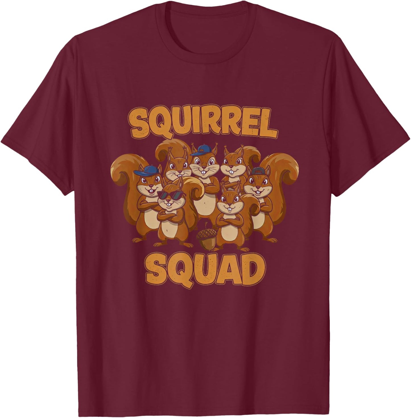 Squirrel Squad Funny Design T-Shirt - T-Shirt | Maroon