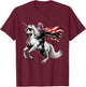 Cat riding Unicorn usa flag Patriotic 4th of July T-Shirt - T-Shirt | Maroon