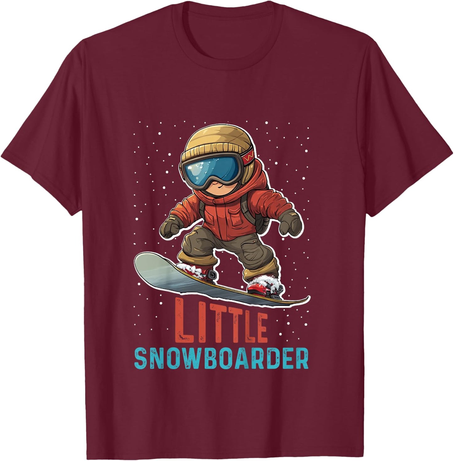 Kids Snowboarding LITTLE SNOWBOARDER Funny Toddlers T-Shirt - T-Shirt | Maroon
