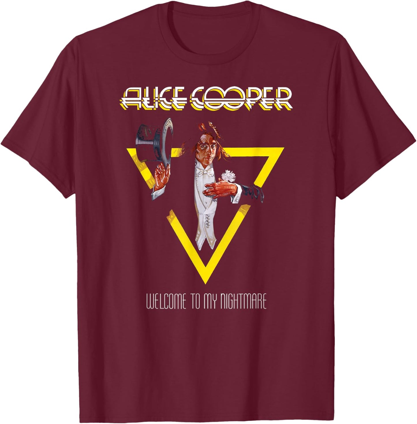 Alice Cooper – Welcome to My Nightmare Yellow Triangle Small T-Shirt - T-Shirt | Maroon