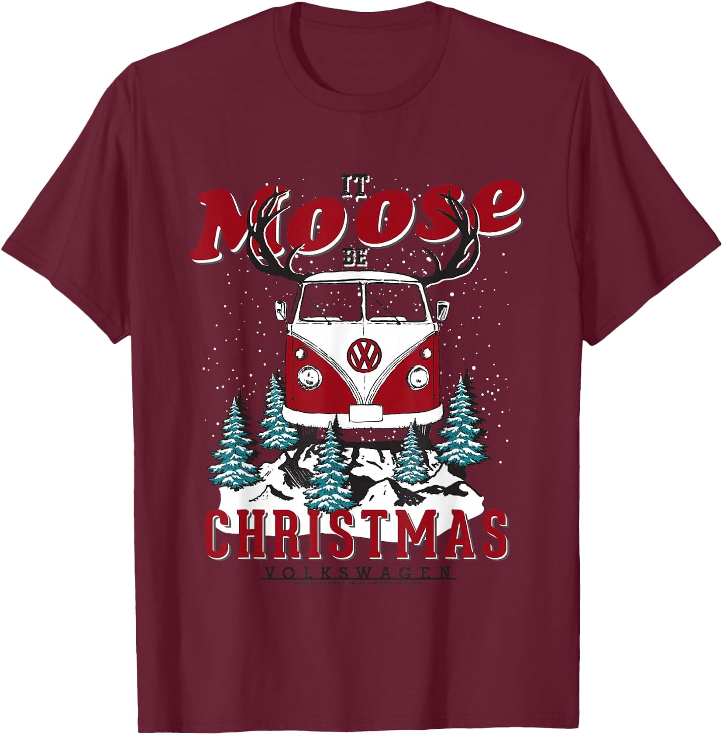 Volkswagen It Moose Be Christmas T-Shirt - T-Shirt | Maroon