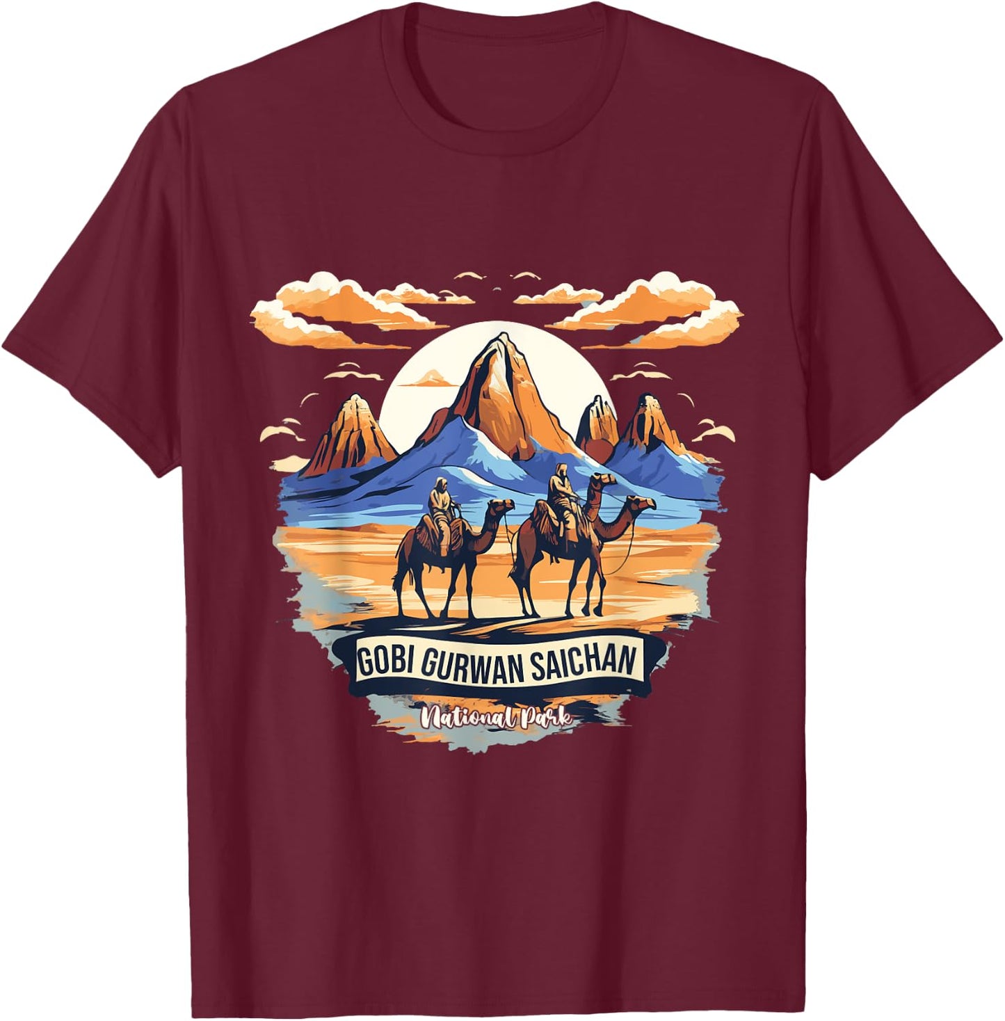 Gobi Gurvansaikhan Mongolia National Park Funny Camel T-Shirt - T-Shirt | Maroon