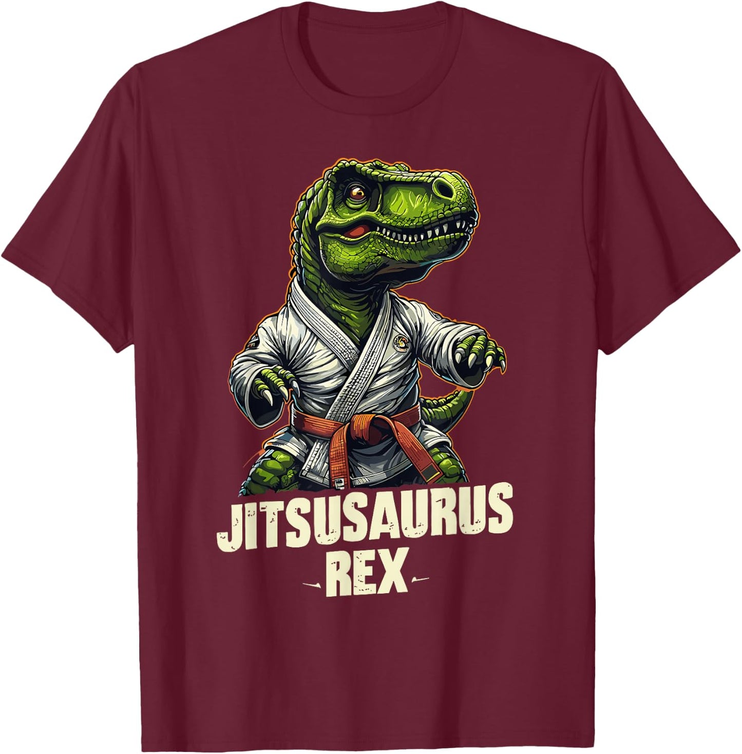 Jiu Jitsu Jitsusaurus Rex Martial Arts T-Rex Funny Dinosaur T-Shirt - T-Shirt | Maroon