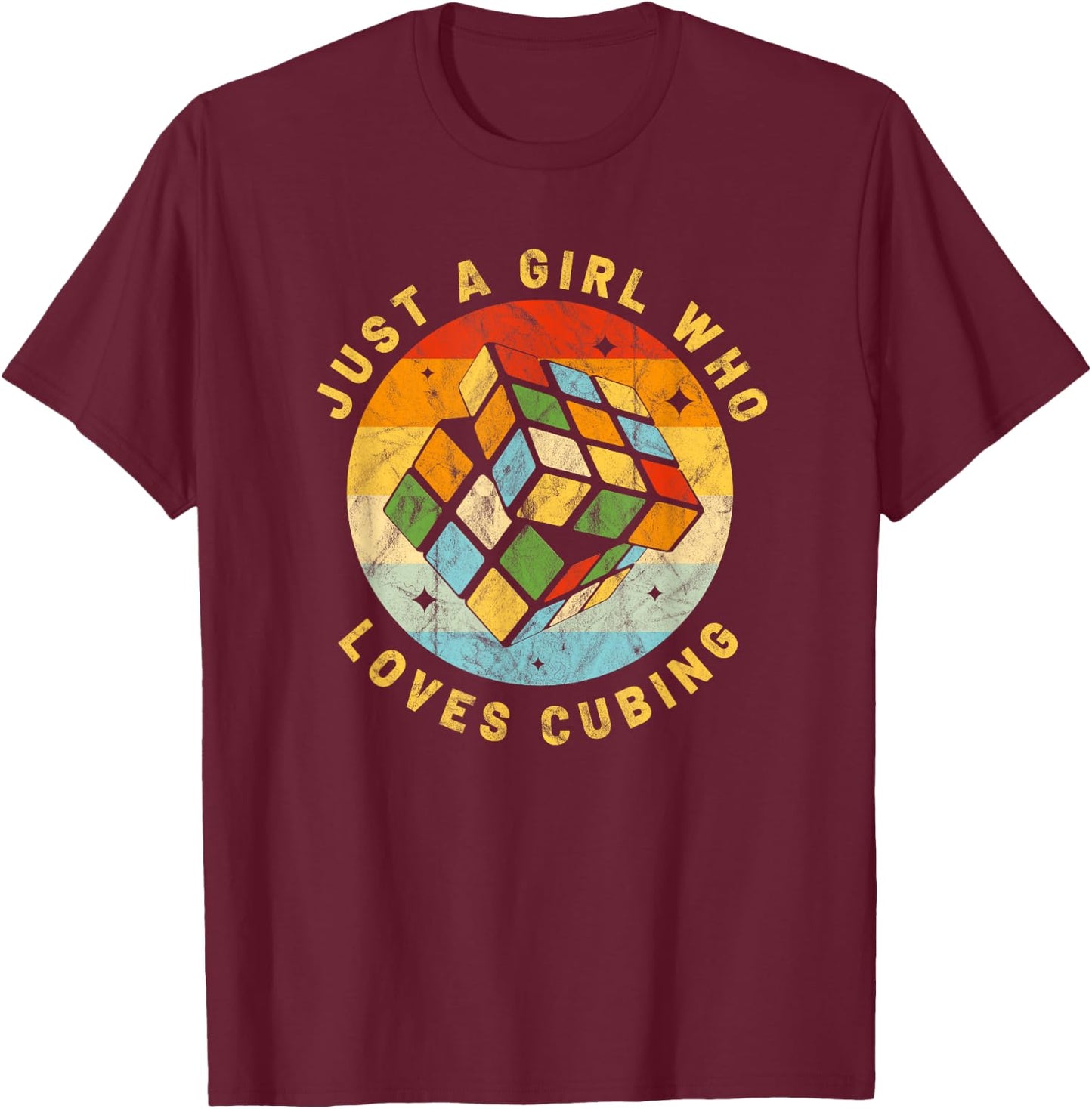 Just A Girl Who Loves Speed Cubing Puzzle Cube Youth Math T-Shirt - T-Shirt | Maroon