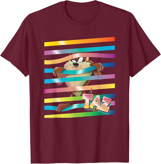 Looney Tunes Taz Stripes T-Shirt - T-Shirt | Maroon