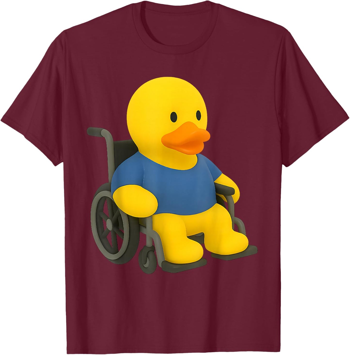 Rubber Duck in a Wheelchair T-Shirt - T-Shirt | Maroon