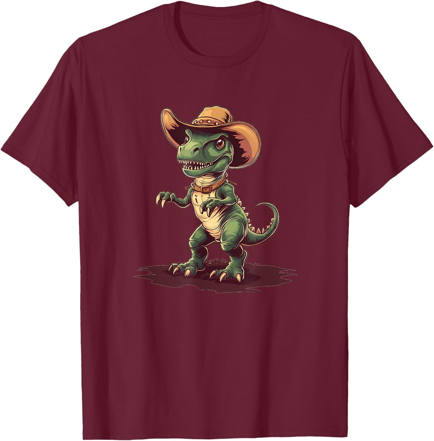 Nice Dinosaur Cowboy for Jurassic Ranch Lovers T-Shirt - T-Shirt | Maroon