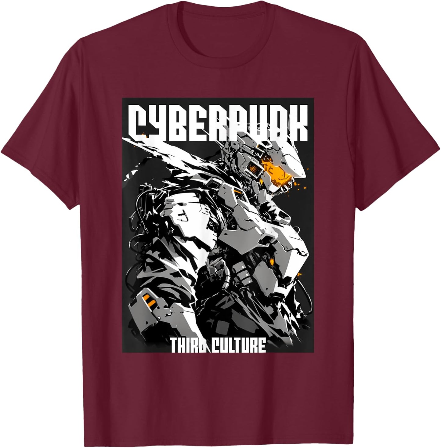 Cyberpunk Mecha Soldier Android T-Shirt - T-Shirt | Maroon