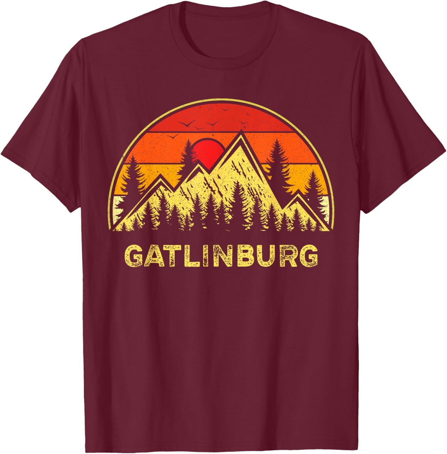 Vintage Gatlinburg Tennessee TN Mountains Hiking Souvenir T-Shirt - T-Shirt | Maroon