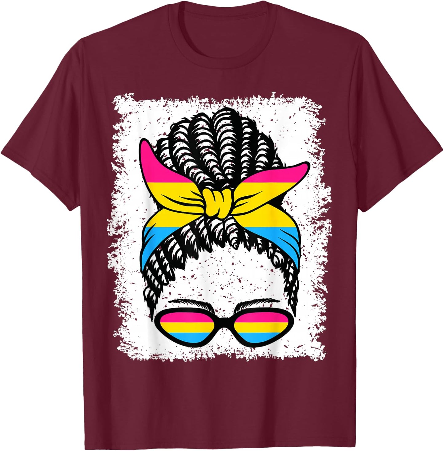 Pansexual Flag Black Girl T-Shirt - T-Shirt | Maroon