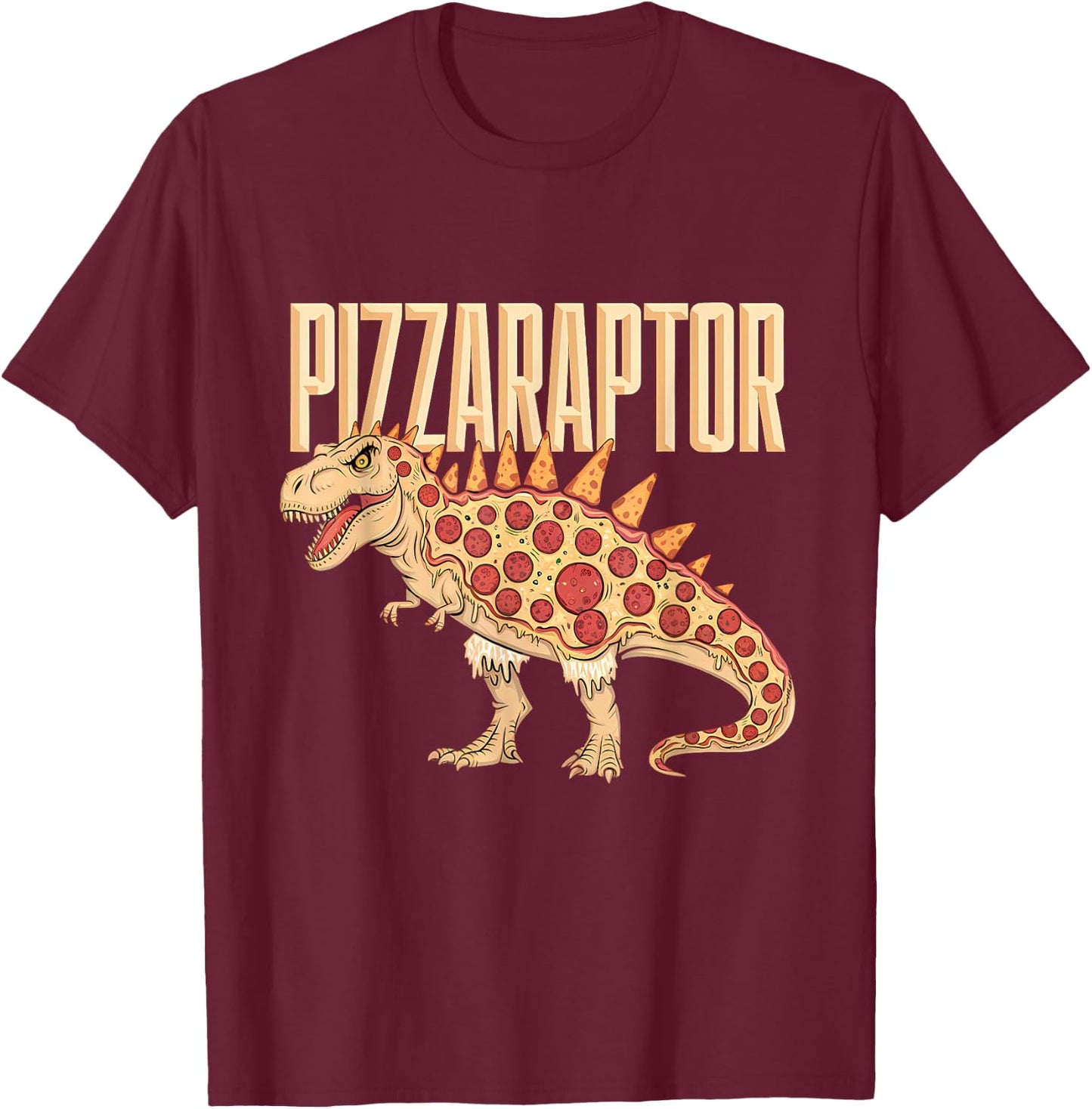 Pizza T-Rex Dino Fast Food Funny Pizza Dinosaur T-Shirt - T-Shirt | Maroon