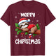 Merry Christmas Sloth Lazy Funny Christmas Sloth Lover Xmas T-Shirt - T-Shirt | Maroon