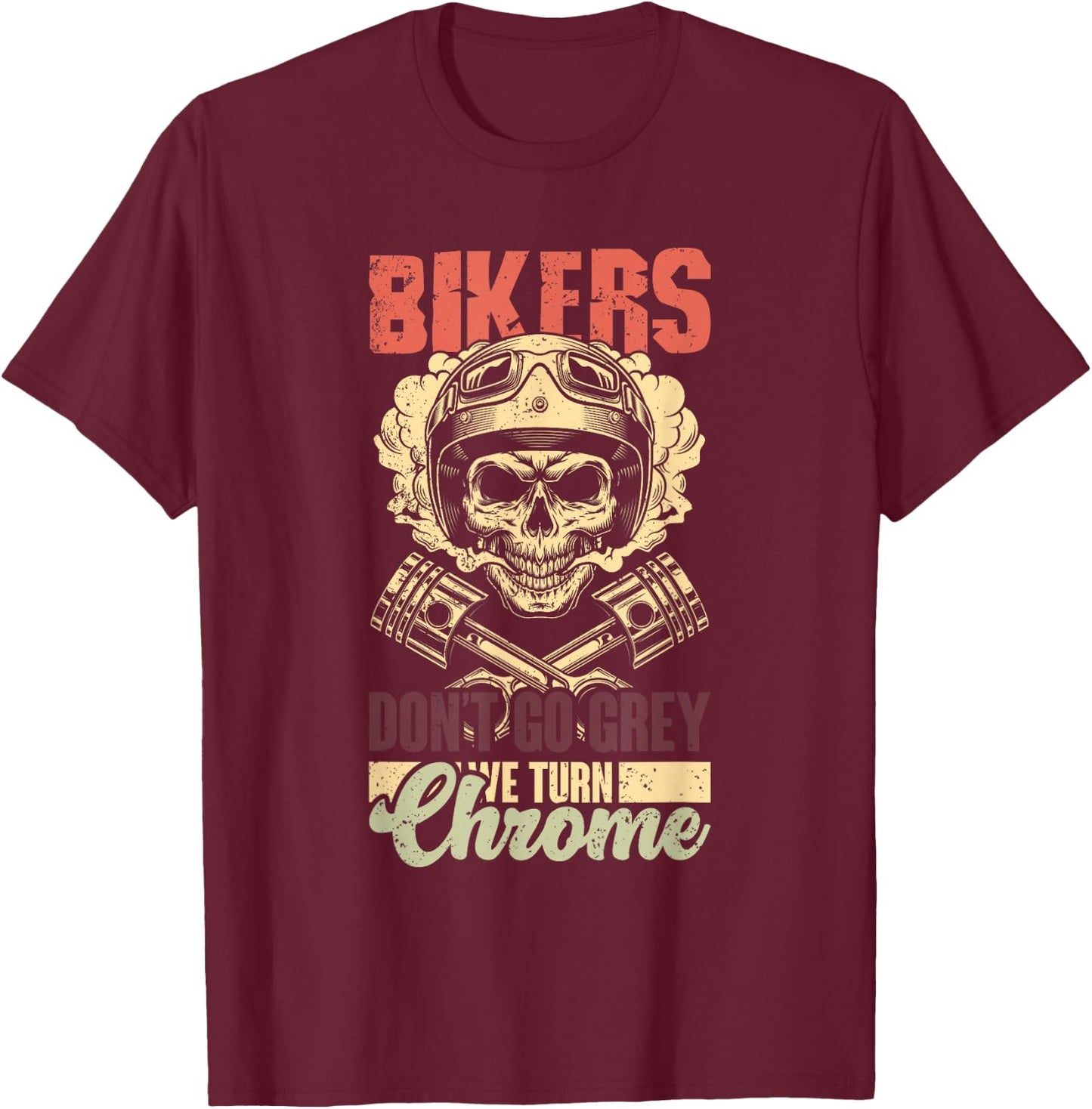 Motorcycle Skull Helmet Gift A Man Biker Biker , Black, S T-Shirt - T-Shirt | Maroon