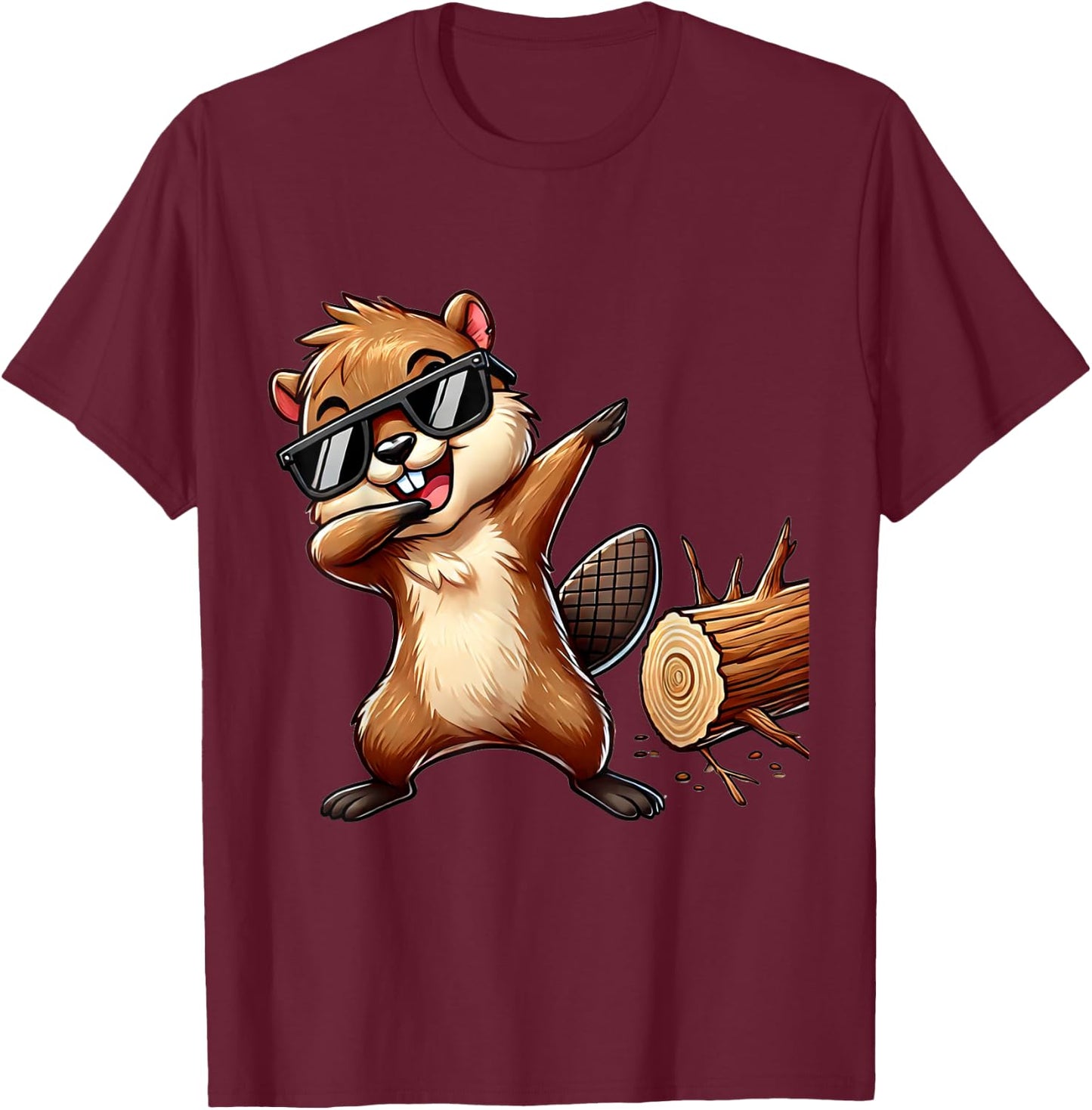 Dabbing Biber | Lustiger Biber Geschenk mit Bibermotiv Biber T-Shirt - T-Shirt | Maroon