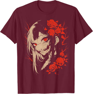 Horror Anime Manga | Japan Japanese Creepy Kawaii Goth T-Shirt - T-Shirt | Maroon