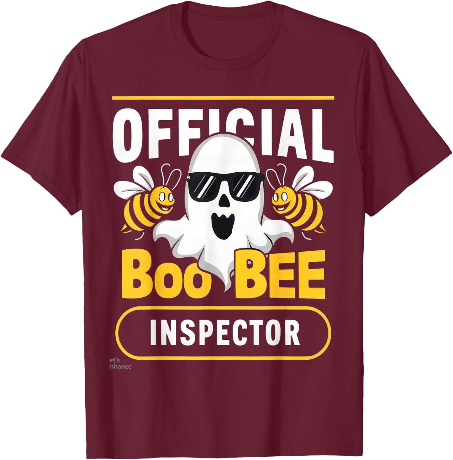 Official Boo Bee Inspector Halloween Humor Funny Ghost T-Shirt - T-Shirt | Maroon