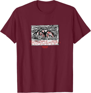Stranger Things Will Byers Mind Flayer Red Kanji Sketch Logo T-Shirt - T-Shirt | Maroon