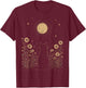 Moonlit Cat Beneath the Stars T-Shirt - T-Shirt | Maroon