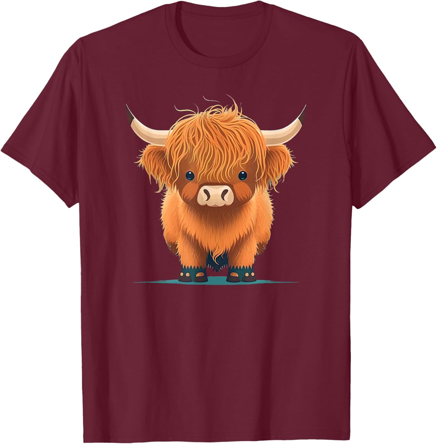 Cute Highland cattle Cow Funny Highland Cow T-Shirt - T-Shirt | Maroon