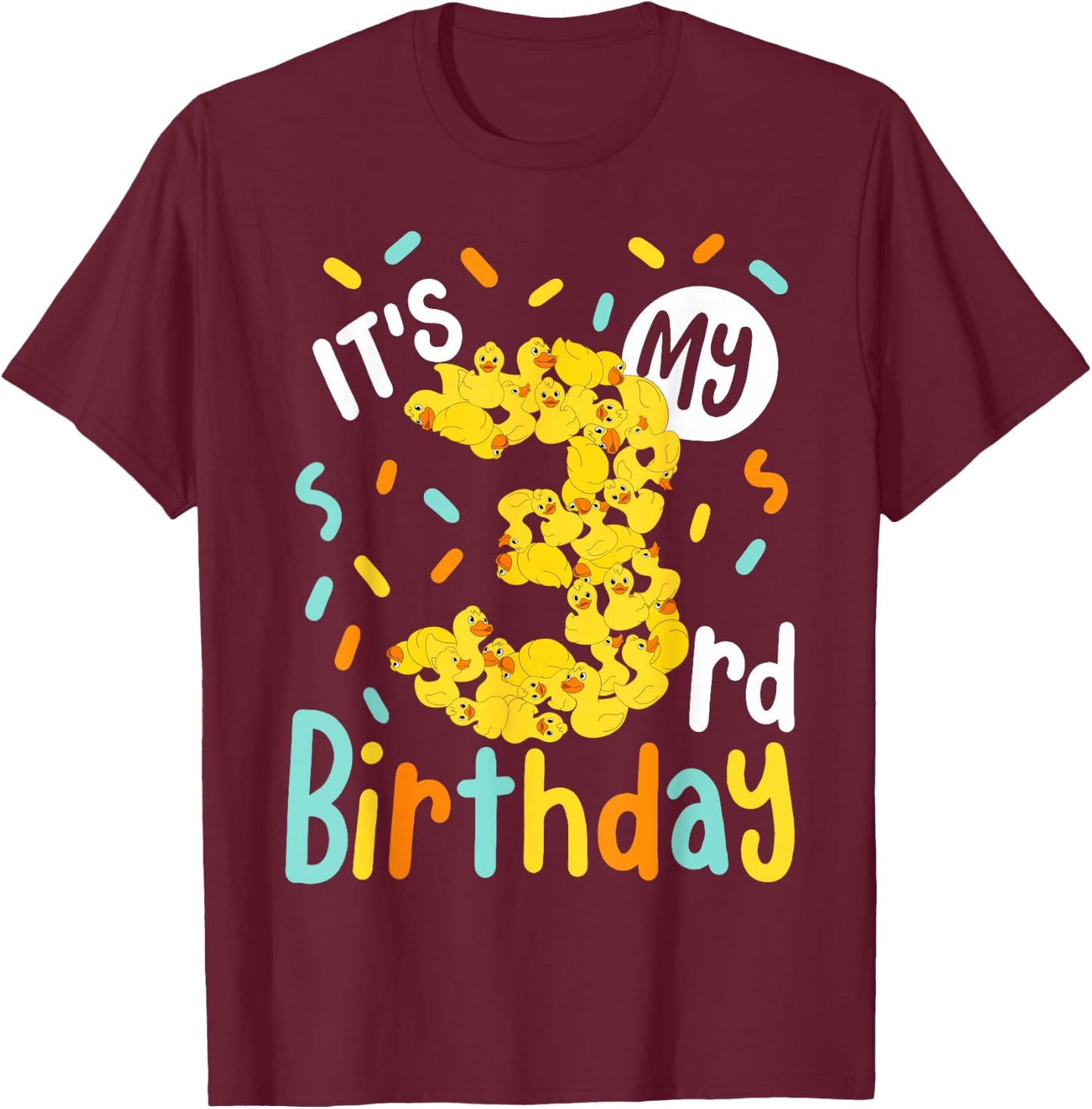 It's My 3rd Birthday Rubber Duck Toddler 3 Year Old Birthday T-Shirt - T-Shirt | Maroon