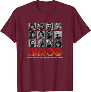 Mortal Kombat Klassic 30 Anniversary Fighters Group Shot T-Shirt - T-Shirt | Maroon