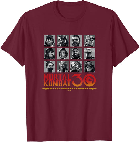 Mortal Kombat Klassic 30 Anniversary Fighters Group Shot T-Shirt - T-Shirt | Maroon