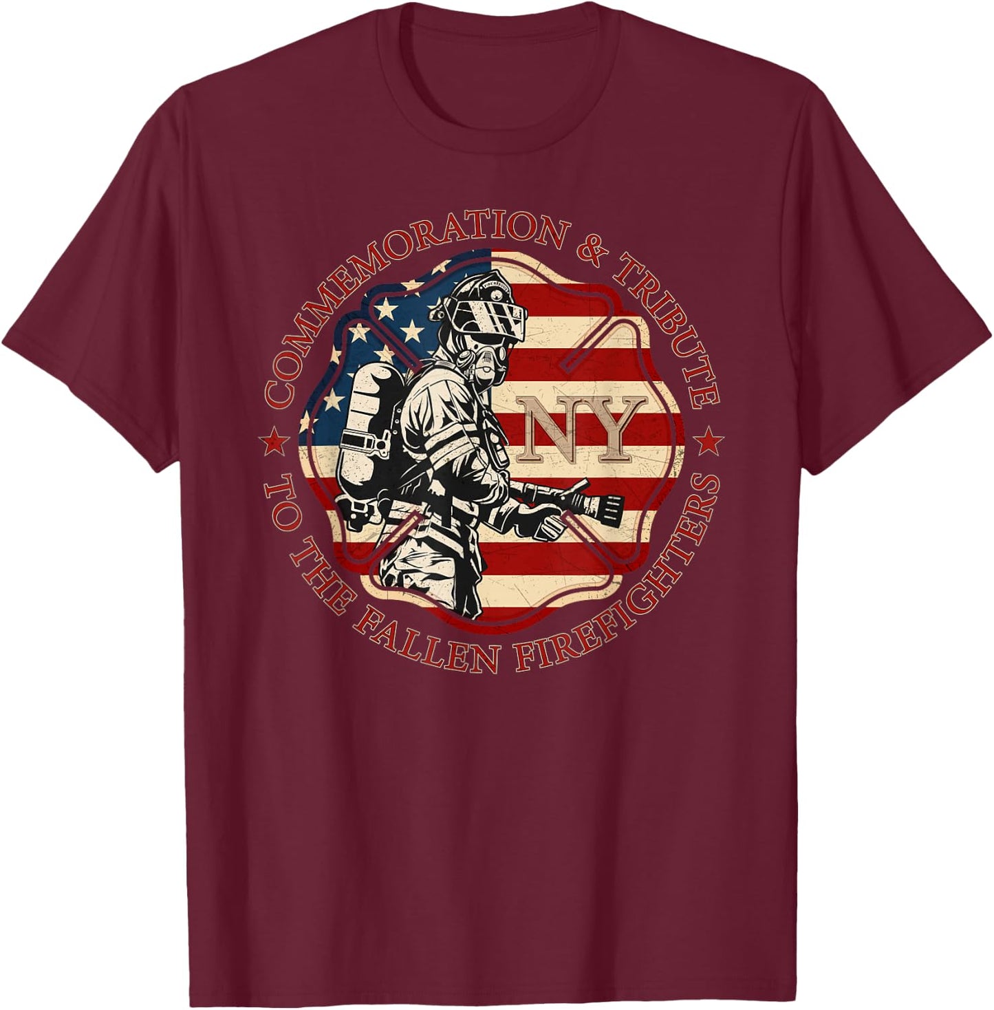 The Fallen Firefighters Of New York New York Fire department T-Shirt - T-Shirt | Maroon