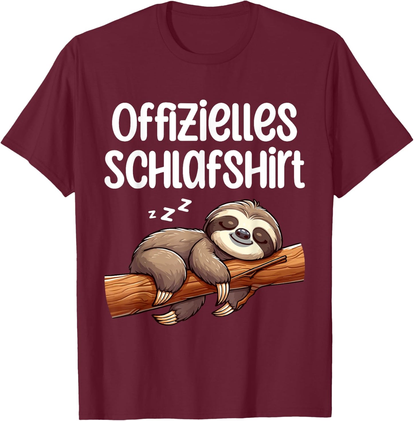 Official Sleep Shirt Cute Sloth Pyjamas Nightdress , black T-Shirt - T-Shirt | Maroon