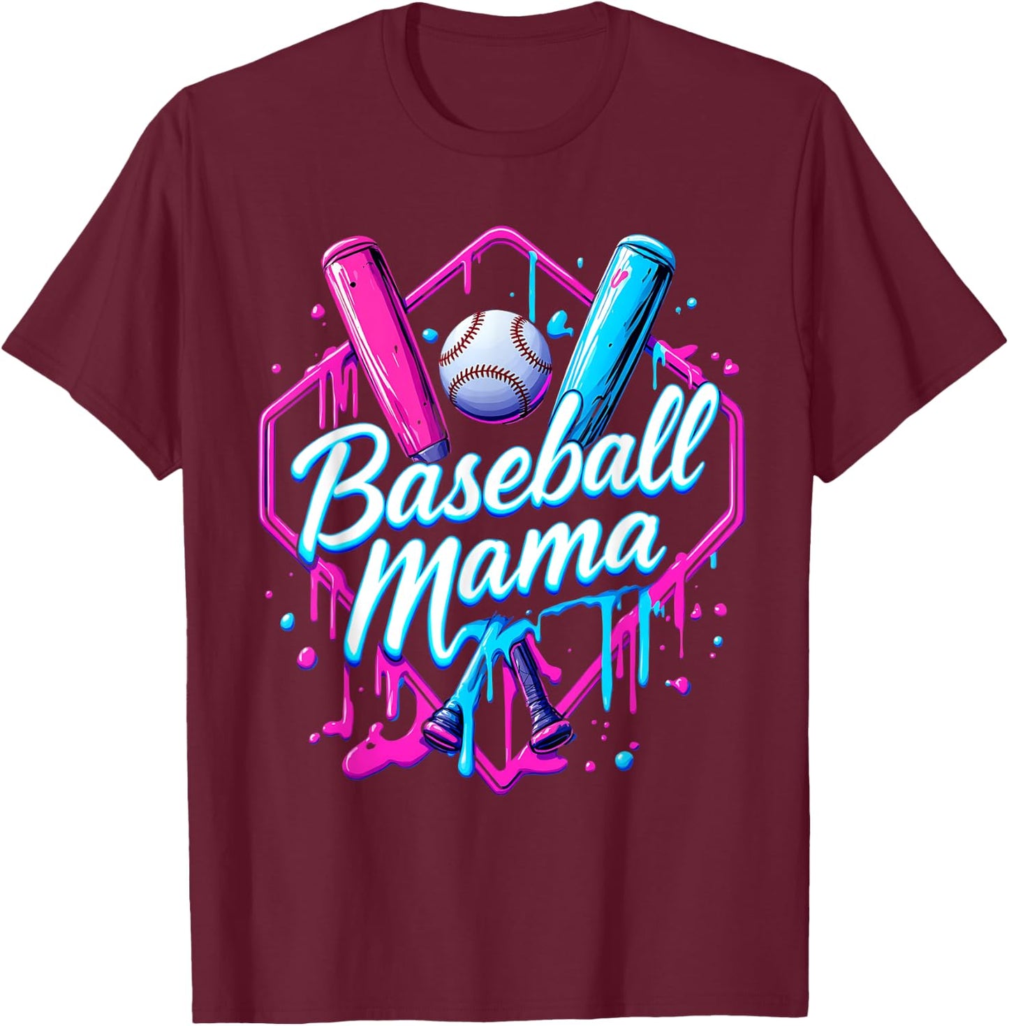 Funny Baseball Ice Cream Drip for Cool Mama T-Shirt - T-Shirt | Maroon