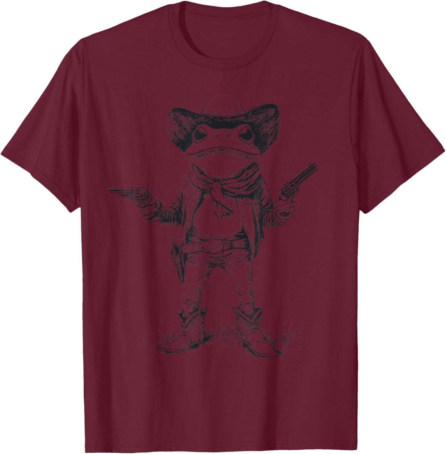 Frog Wearing Cowboy Hat Funny Western Frog Lover T-Shirt - T-Shirt | Maroon