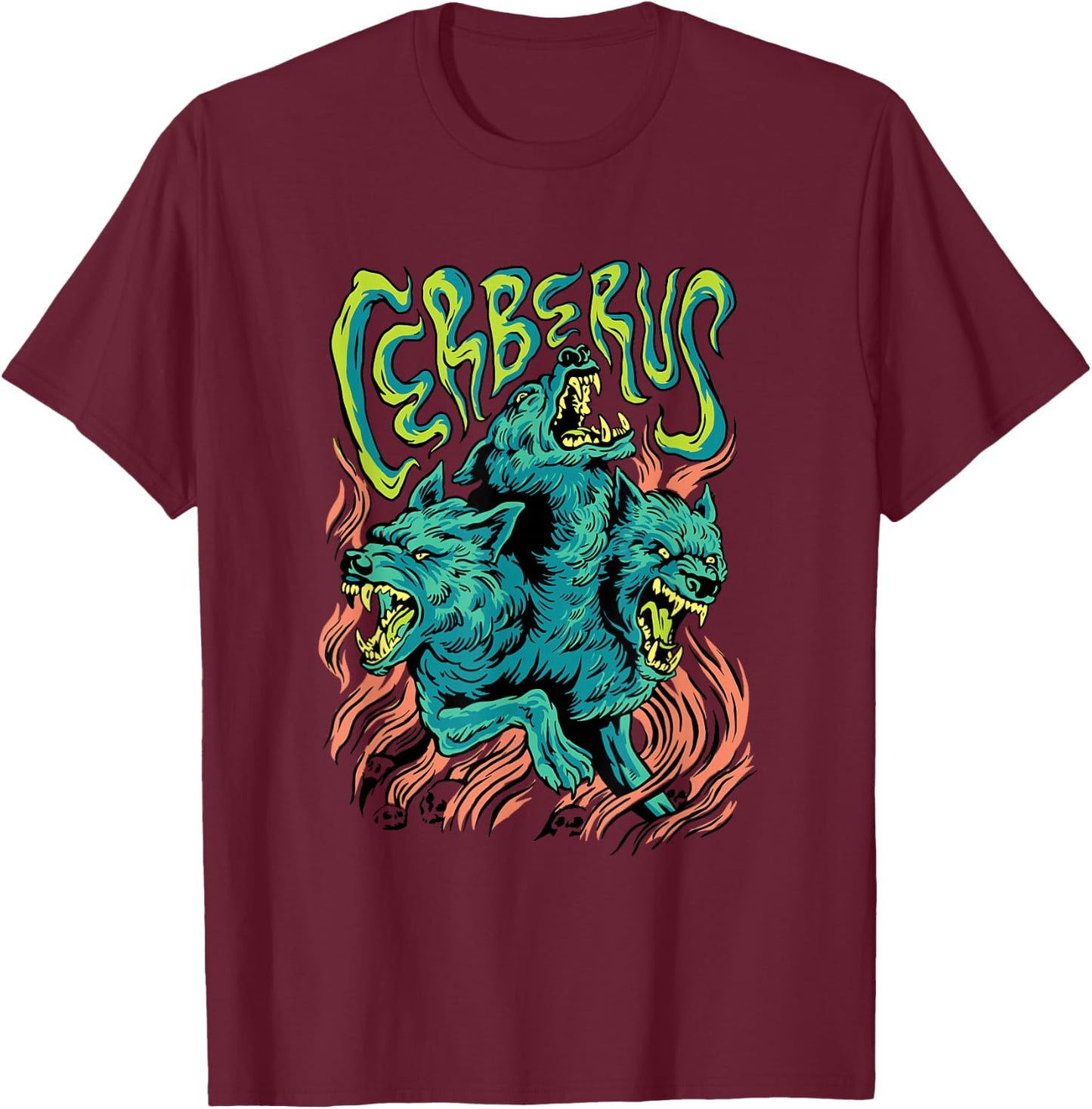 Cerberus - Creepy Three-Headed Dog Greek Mythology Lover T-Shirt - T-Shirt | Maroon