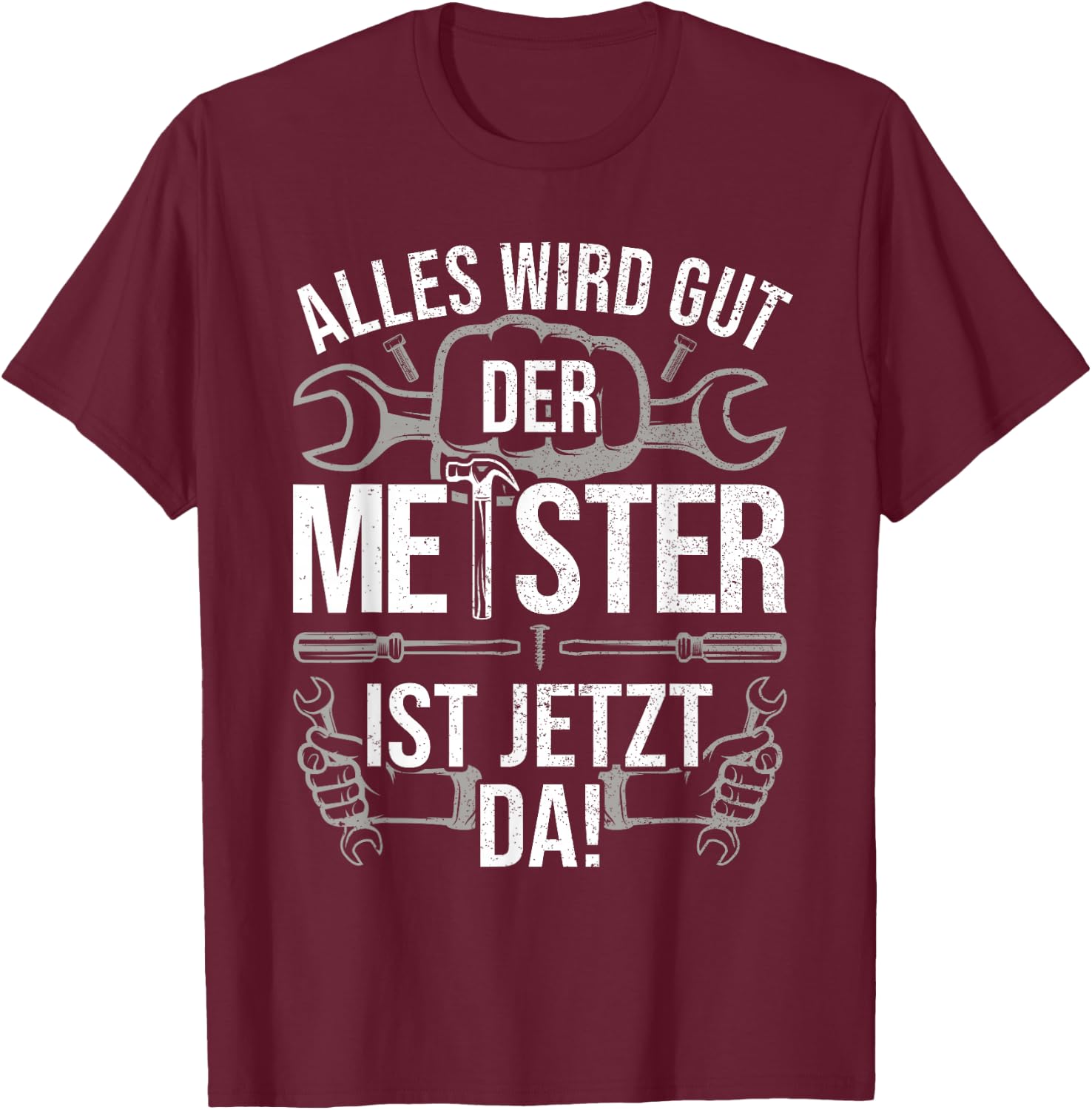 Meisterprüfung bestanden Dachdecker Geschenk Kfz Mechaniker & Kfz-Mechatroniker, Meisterbrief Meister , Schwarz, Klein, , Halbarm, Klassisch, EU 38/40 T-Shirt - T-Shirt | Maroon