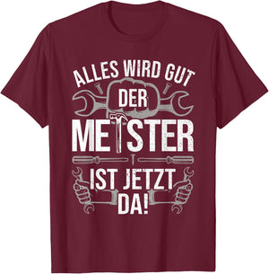 Meisterprüfung bestanden Dachdecker Geschenk Kfz Mechaniker & Kfz-Mechatroniker, Meisterbrief Meister , Schwarz, Klein, , Halbarm, Klassisch, EU 38/40 T-Shirt - T-Shirt | Maroon