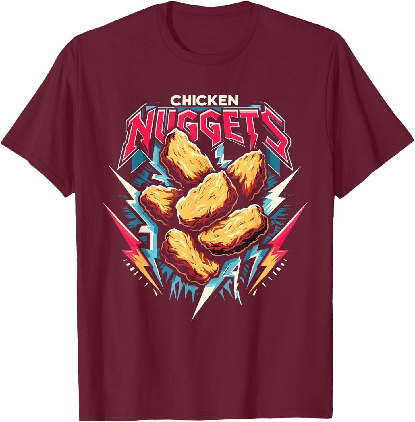 Chicken Nuggets Heavy Metal World Tour Hardcore Music T-Shirt - T-Shirt | Maroon