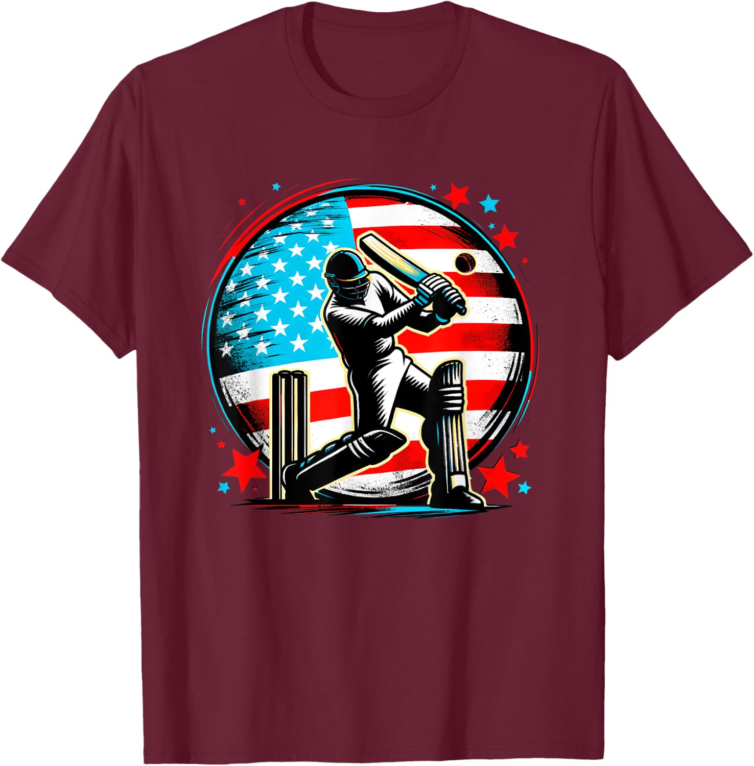 USA Cricket Jersey USA Cricket Team Lover Supporter America T-Shirt - T-Shirt | Maroon