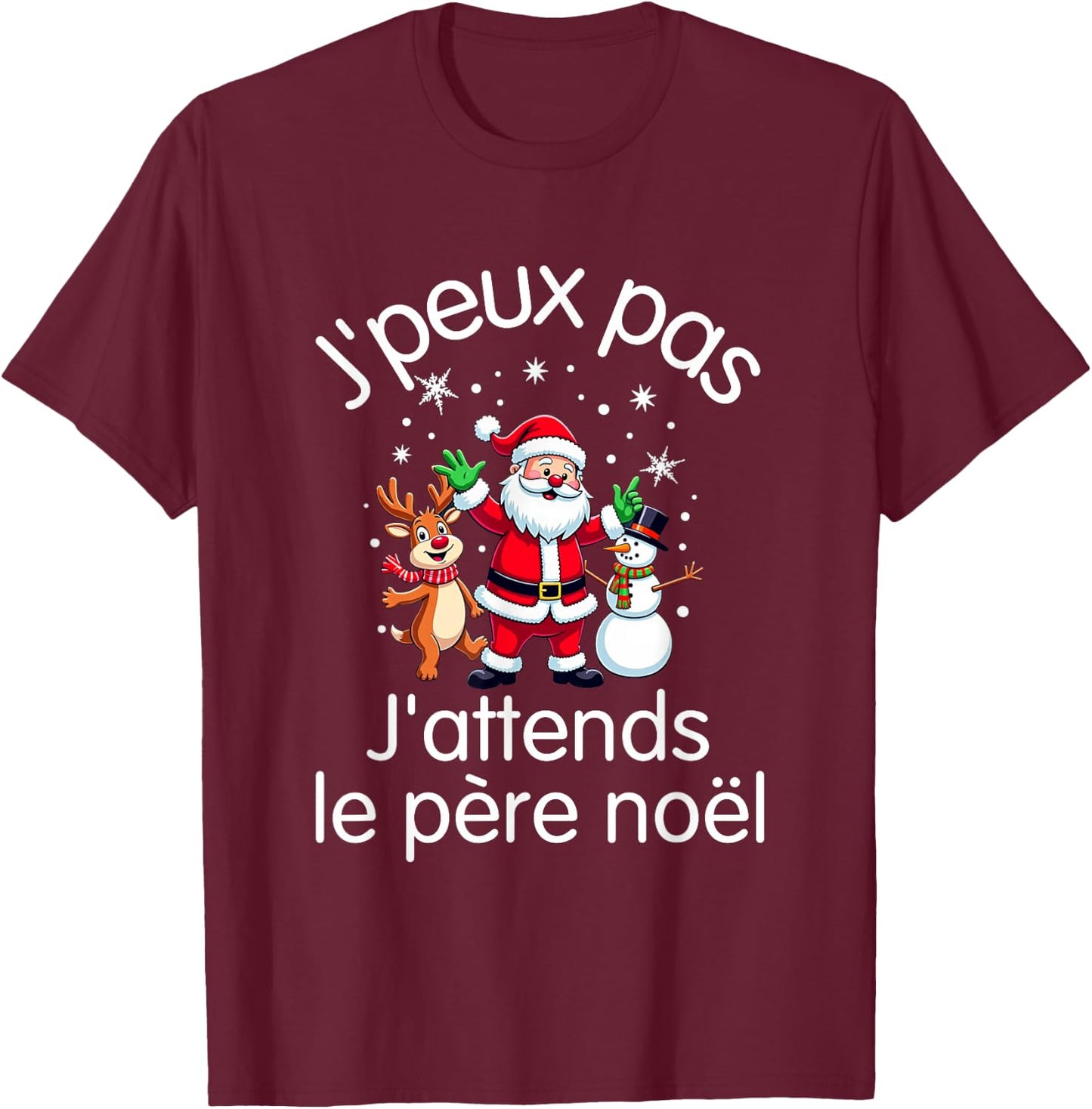J'peux pas J'attends Le Père Noël sweater , Black, S T-Shirt - T-Shirt | Maroon