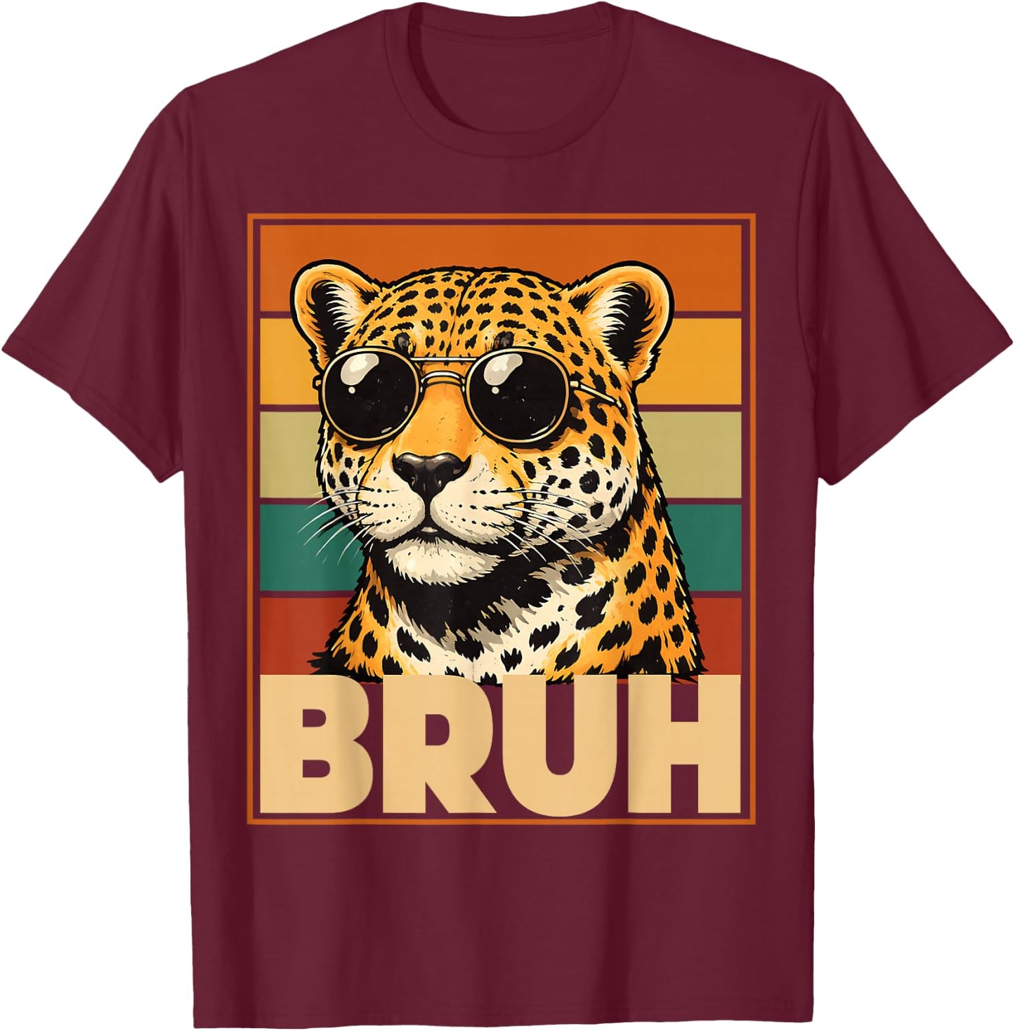 Bruh Cheetah Meme Men Boys Animal Print Kids T-Shirt - T-Shirt | Maroon