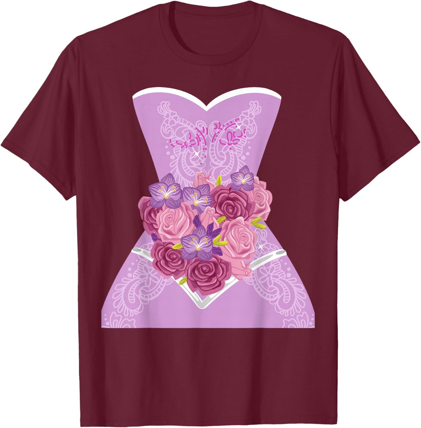Simple Wedding Dress Gift Bridal Showers gift T-Shirt - T-Shirt | Maroon