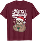 Merry Slothmas Christmas Sloth T-Shirt - T-Shirt | Maroon