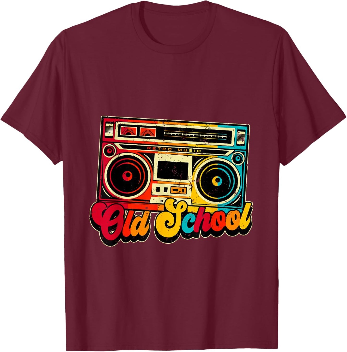 Old School Retro Boombox Hip Hop Music T-Shirt - T-Shirt | Maroon
