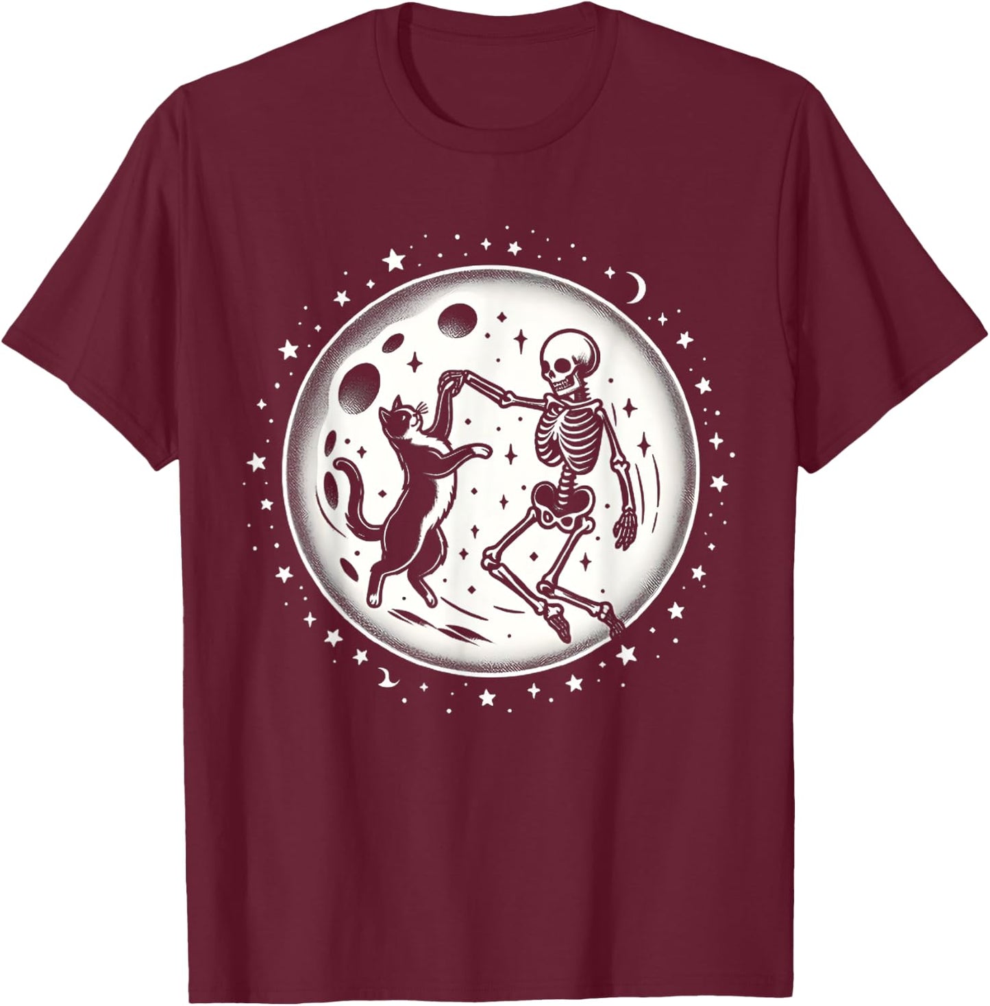 Cat Skeleton Cute Cat Halloween Costumes Cat Skull Women Kid T-Shirt - T-Shirt | Maroon